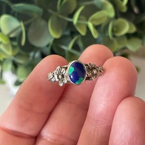 Beautiful vintage Sterling silver Native American Navajo Azurite ring size 6.5